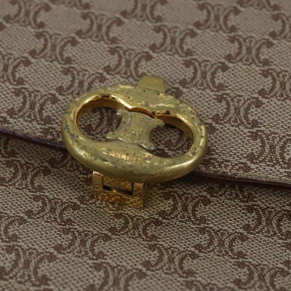 CELINE C Macadam Canvas Shoulder Bag PVC Beige Gold Auth 106870 - Picture 14 of 16